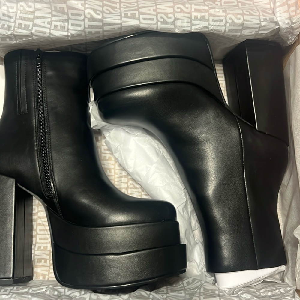 Black platform booties